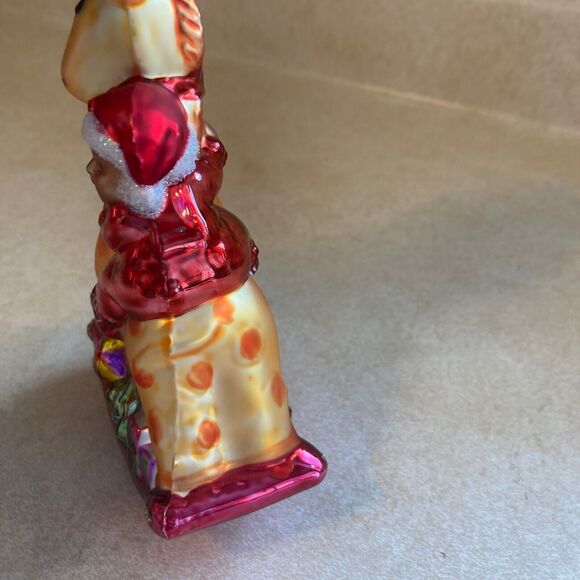 Hand Blown Vintage Ornament Baby on Giraffe with Presents - Picture 6 of 7